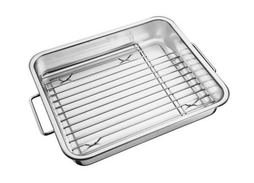 Assadeira Com Grelha Tramontina Service 39 X 33cm Em Aço Inox Assadeira Com Grelha Tramontina Service 39 X 33cm Em Aço Inox