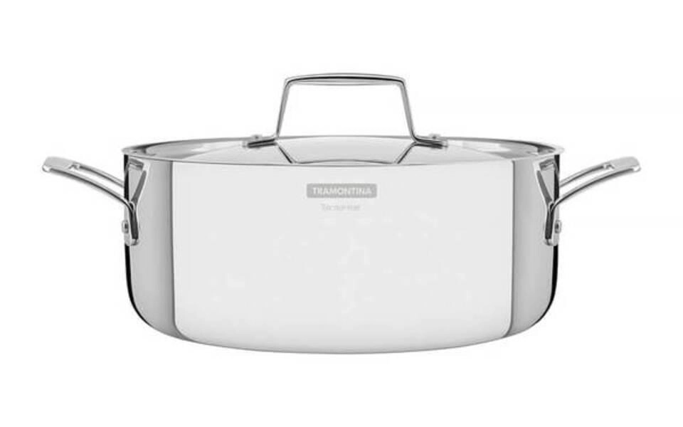 Caçarola Rasa Tramontina Grano 24cm Em Inox Com Corpo Triplo Caçarola Rasa Tramontina Grano 24cm Em Inox Com Corpo Triplo