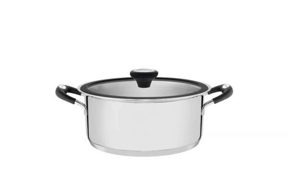 Caçarola Rasa Tramontina Solar Silicone 20cm Em Aço Inox Caçarola Rasa Tramontina Solar Silicone 20cm Em Aço Inox