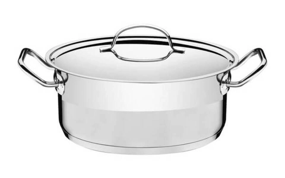 Caçarola Rasa Tramontina Professional 24cm Em Aço Inox Com Detalhe Satinado Caçarola Rasa Tramontina Professional 24cm Em Aço Inox Com Detalhe Satinado