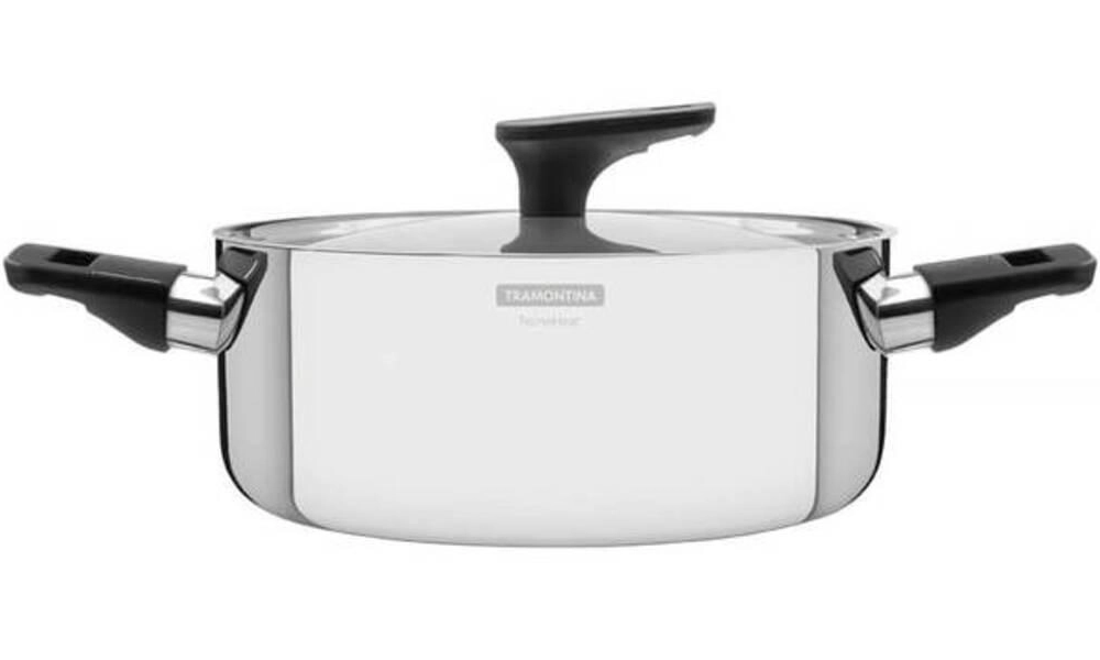 Caçarola Rasa Tramontina Grano Baquelite 24cm Em Inox Com Corpo Triplo Caçarola Rasa Tramontina Grano Baquelite 24cm Em Inox Com Corpo Triplo