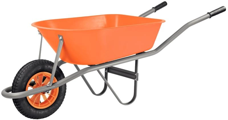 Carrinho De Mão Tramontina Com Caçamba Funda Plástica Laranja 55 Litros Braço Metálico E Pneu Com Câmara