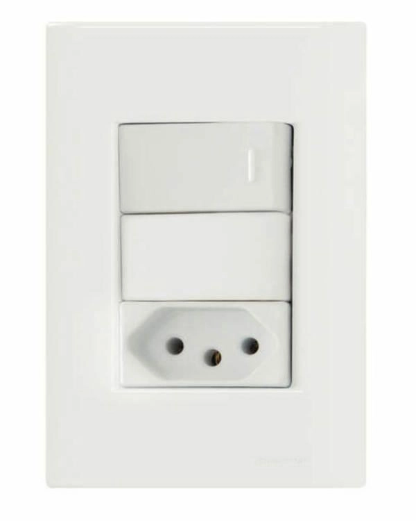 Conjunto 4x2 1 Interruptor Simples 10 A 250 V 1 Tomada 2P+T 10 A 250 V Tramontina Giz