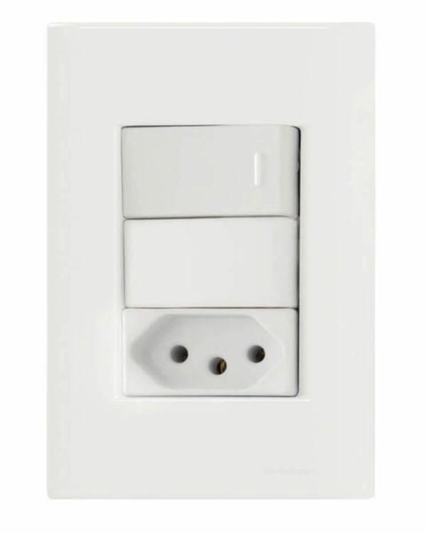 Conjunto 4x2 1 Interruptor Simples 10 A 250 V 1 Tomada 2P+T 20 A 250 V Tramontina Giz