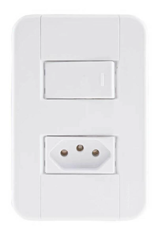 Conjunto 4x2 1 Interruptor Simples 10 A 250 V 1 Tomada 2P+T 20 A 250 V Tramontina Tablet