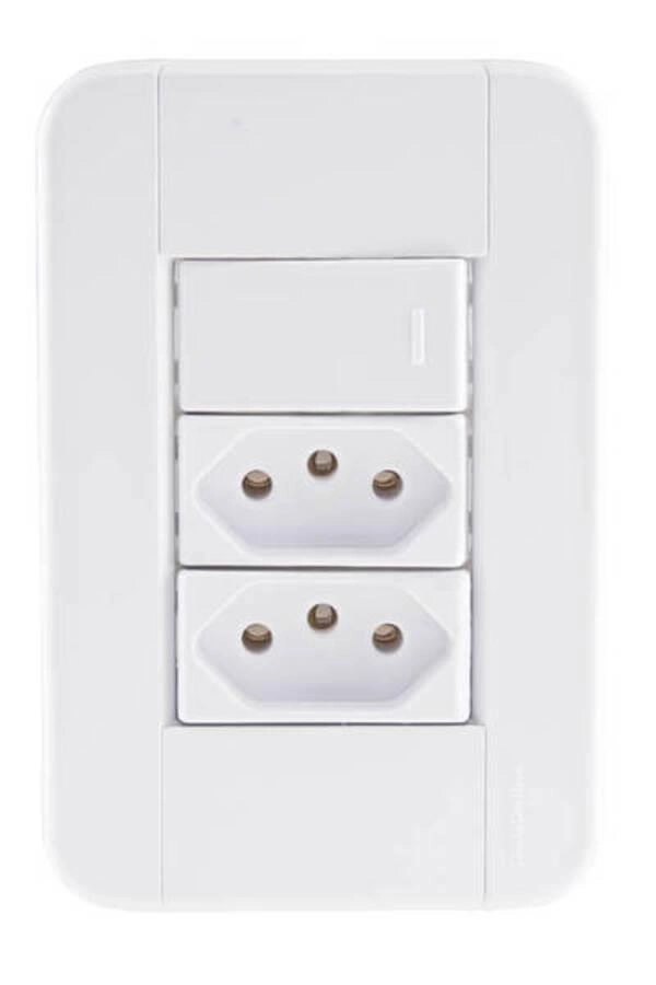 Conjunto 4x2 1 Interruptor Simples 10 A 250 V 2 Tomadas 2P+T 20 A 250 V Tramontina Tablet