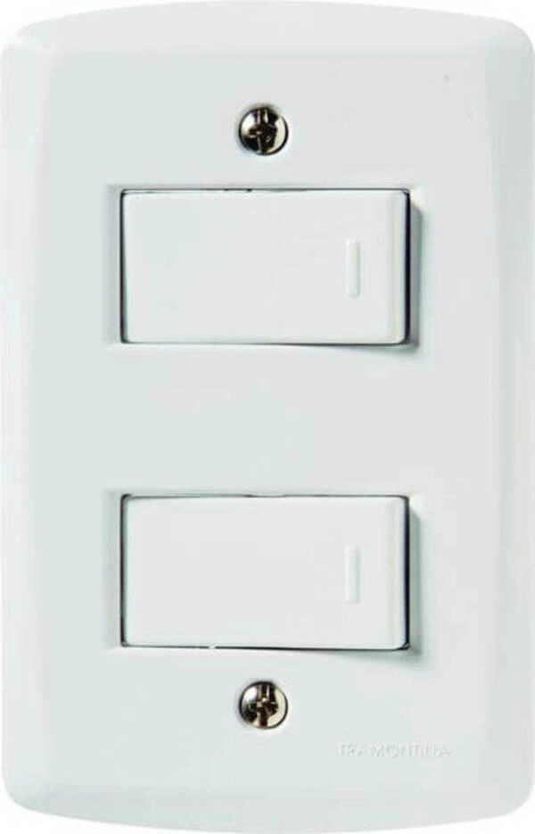 Conjunto 4x2 1 Interruptor Simples 10 A 250 V 1 Interruptor Paralelo 10 A 250 V Tramontina Lux2