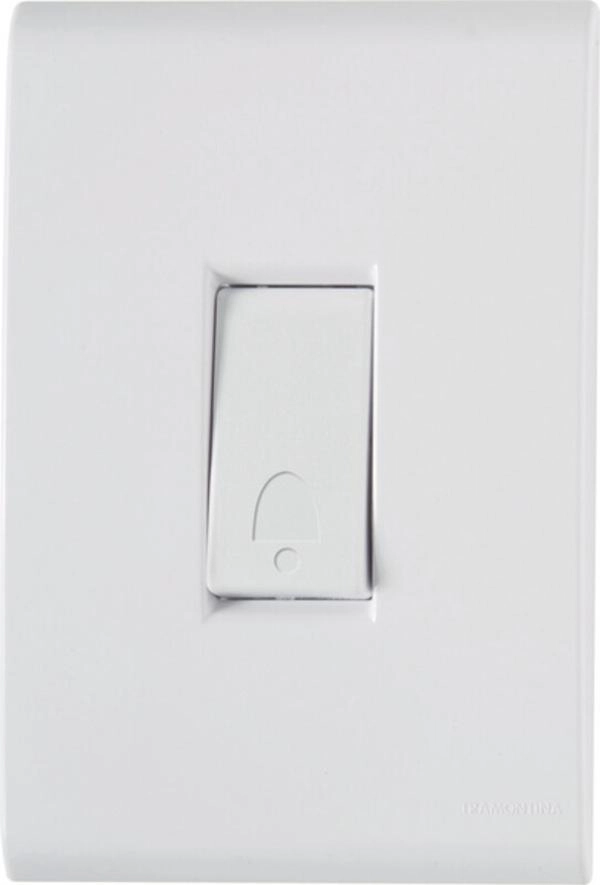 Conjunto 4x2 1 Pulsador Campainha Tramontina Liz 10 A 250 V Branco