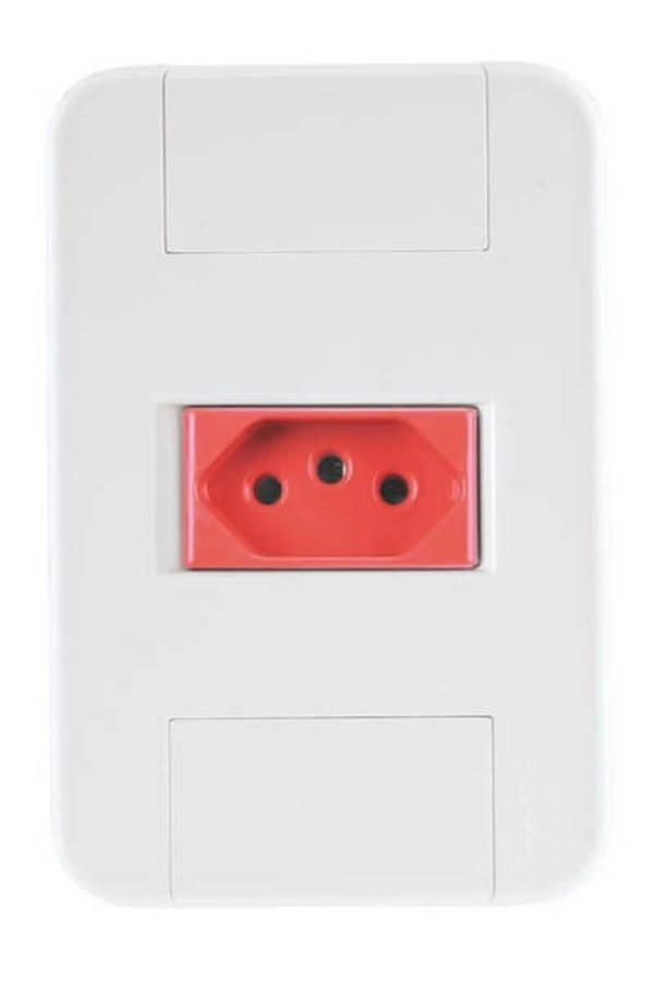 Conjunto 4x2 1 Tomada 2P+T 20 A 250 V Tramontina Tablet Branco E Vermelho