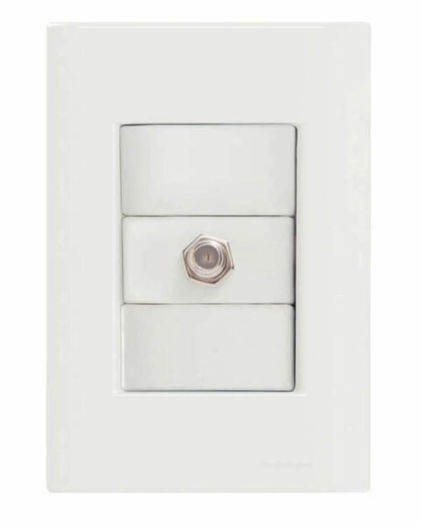 Conjunto 4x2 1 Tomada TV/SAT Coaxial Tramontina Giz Branco