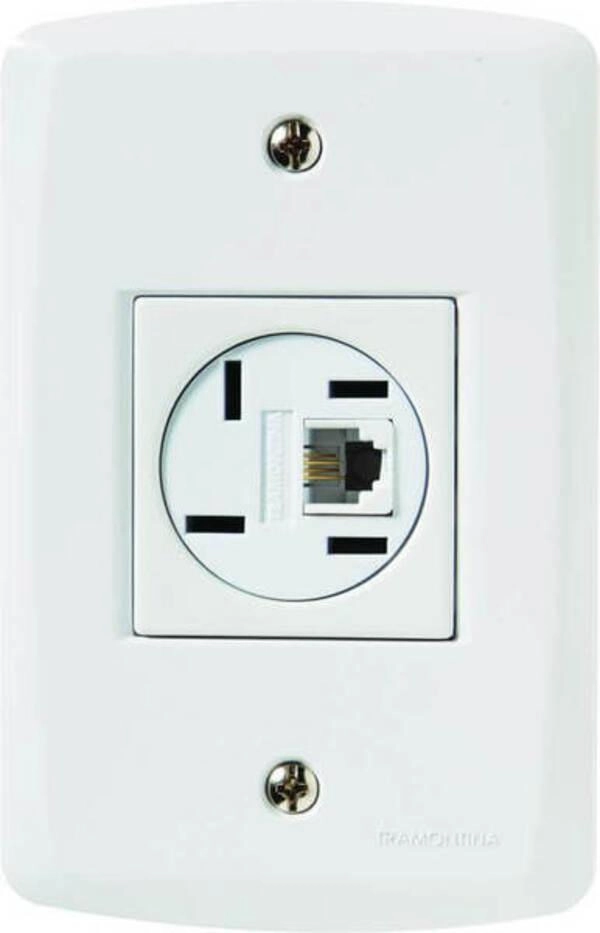 Conjunto 4x2 Tramontina Com 1 Tomada Para Telefone 4P E RJ11 Lux2 Branco