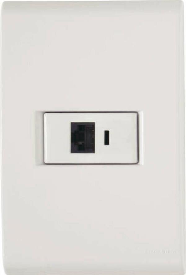 Conjunto 4x2 1 Tomada Telefone RJ11 Tramontina Liz Branco