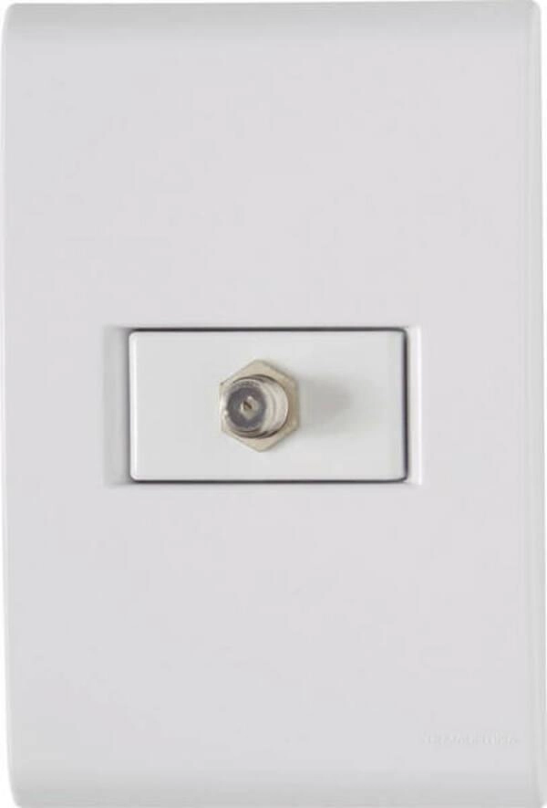 Conjunto 4x2 1 Tomada TV/SAT Coaxial Tramontina Liz Branco