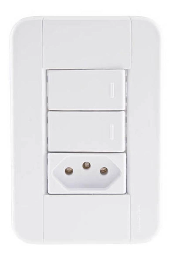 Conjunto 4x2 2 Interruptores Paralelos 10 A 250 V 1 Tomada 2P+T 10 A 250 V Tramontina Tablet