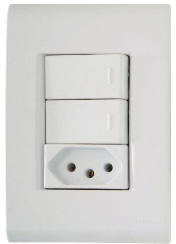Conjunto 4x2 2 Interruptores Simples 10 A 250 V 1 Tomada 2P+T 20 A 250 V Tramontina Liz