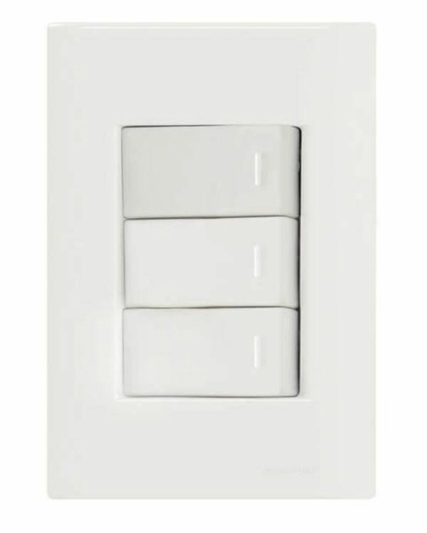 Conjunto 4x2 3 Interruptores Simples 10 A 250 V Tramontina Giz Branco