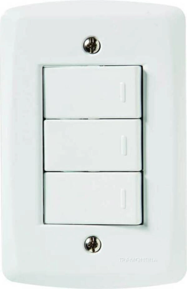 Conjunto 4x2 3 Interruptores Simples 10 A 250 V Tramontina Lux2 Branco