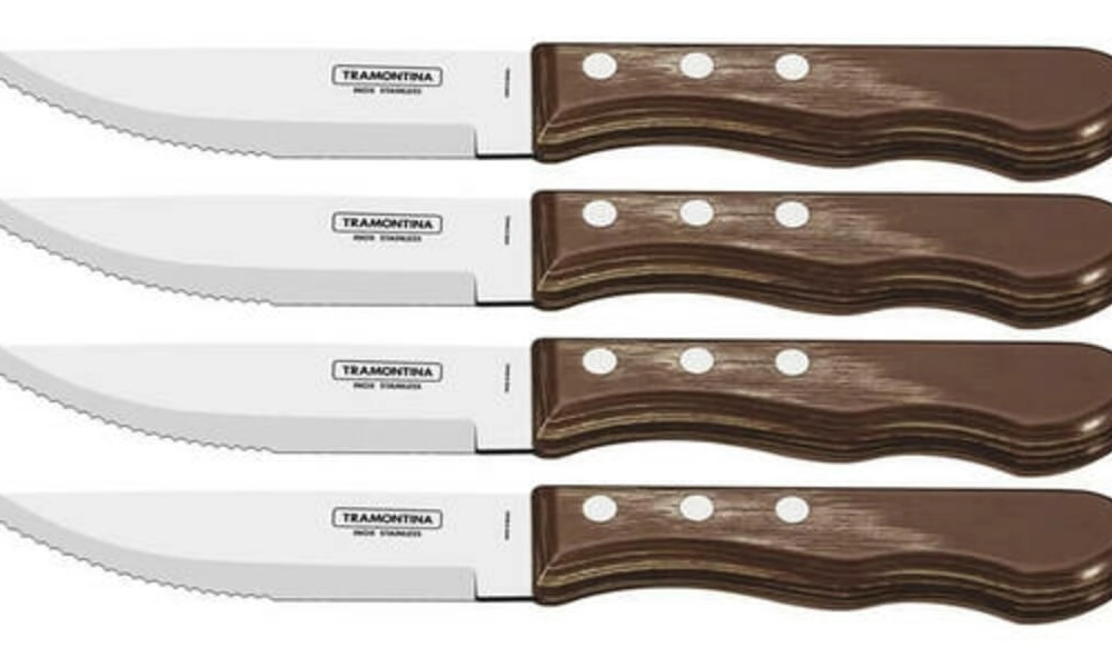 Jogo De Facas Jumbo Tramontina Polywood Castanho 4 Peças