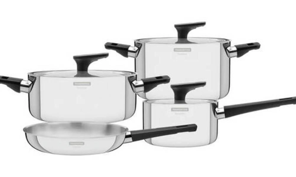Jogo De Panelas Tramontina Grano Baquelite Aço Inox Corpo Triplo 4 Peças Jogo De Panelas Tramontina Grano Baquelite Aço Inox Corpo Triplo 4 Peças