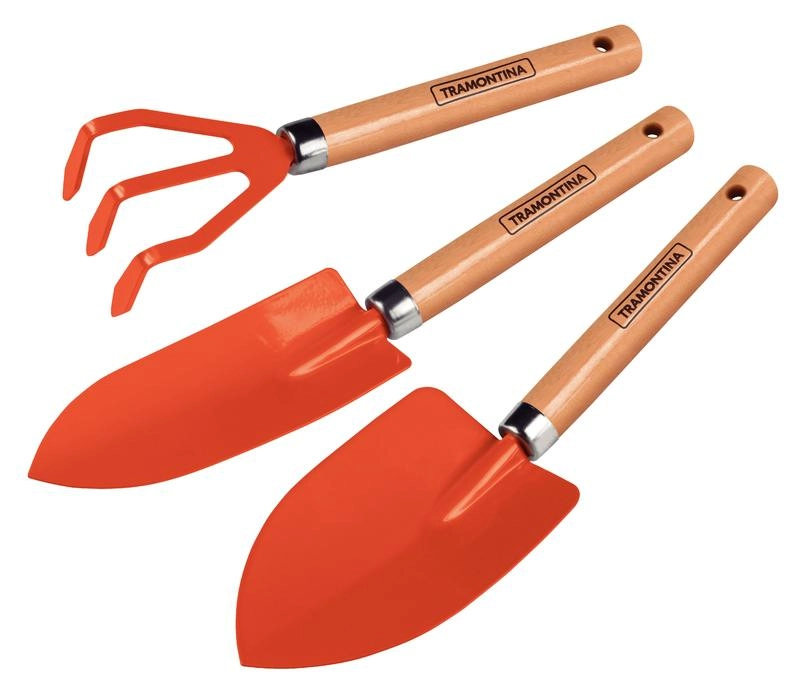 Conjunto Para Jardinagem Tramontina Em Aço Com Cabo De Madeira 3 Peças Conjunto Para Jardinagem Tramontina Em Aço Com Cabo De Madeira 3 Peças