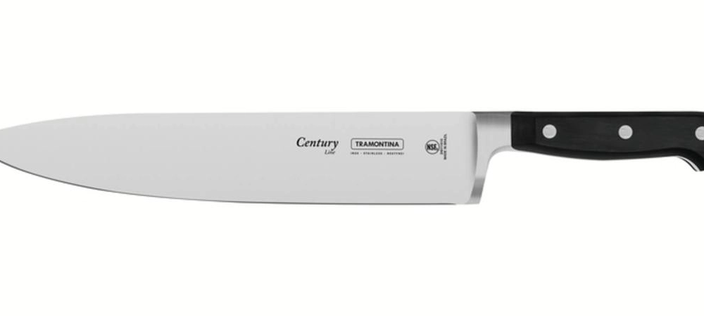 Faca Chef Tramontina Century Com Lâmina Em Aço Inox E Cabo Em Policarbonato E Fibra De Vidro 10"