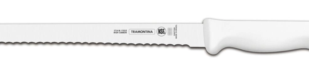 Faca Bolo/Pão Tramontina Profissional Com Lâmina De Aço Inox E Cabo Em Polipropileno Branco 10" Faca Bolo/Pão Tramontina Profissional Com Lâmina De Aço Inox E Cabo Em Polipropileno Branco 10"