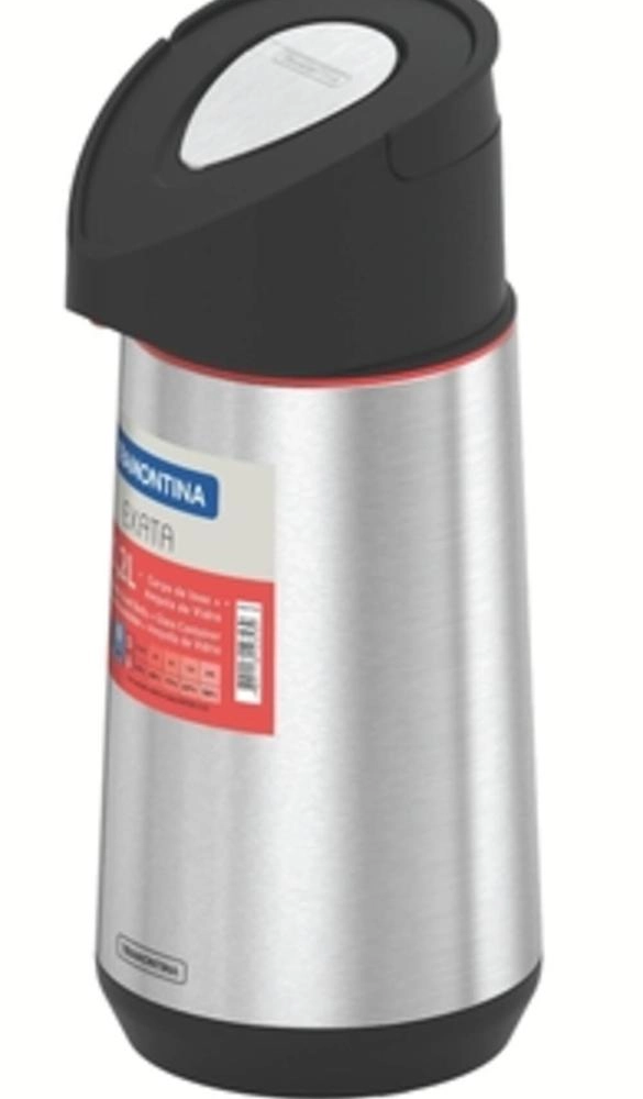 Garrafa Térmica Tramontina Exata Em Inox Com Ampola De Vidro 1,8 Litros Garrafa Térmica Tramontina Exata Em Inox Com Ampola De Vidro 1,8 Litros