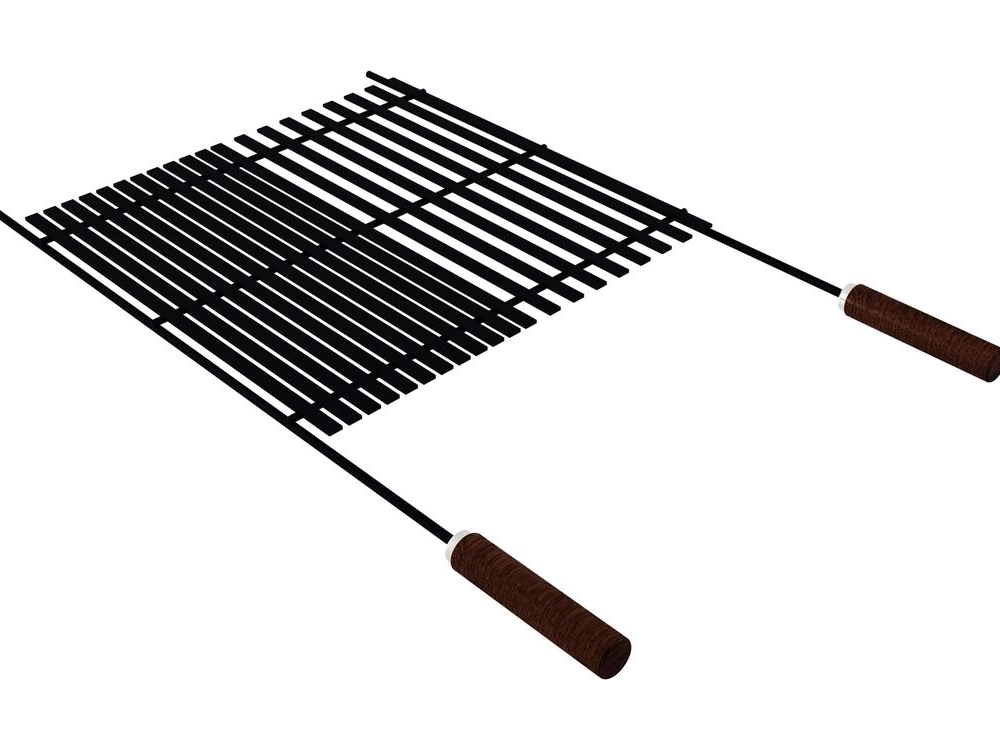 Grelha Tramontina Churrasco Black 74,1x44,2cm Em Aço Carbono E Cabos De Madeira