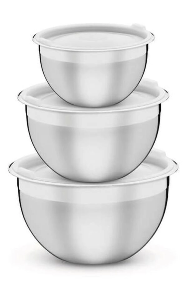 Jogo De Potes Tramontina Cucina Aço Inox Com Tampa Plástica 3 Peças Jogo De Potes Tramontina Cucina Aço Inox Com Tampa Plástica 3 Peças