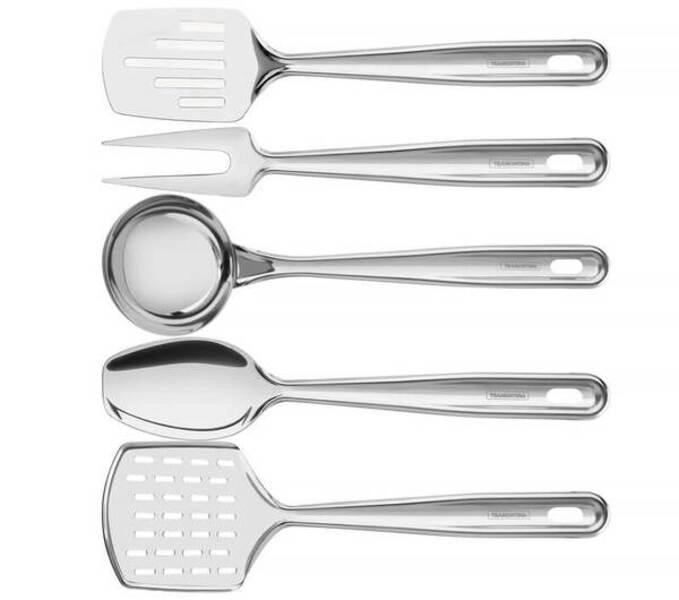 Jogo De Utensílios Tramontina Extrata Em Inox Com Suporte 5 Peças Jogo De Utensílios Tramontina Extrata Em Inox Com Suporte 5 Peças