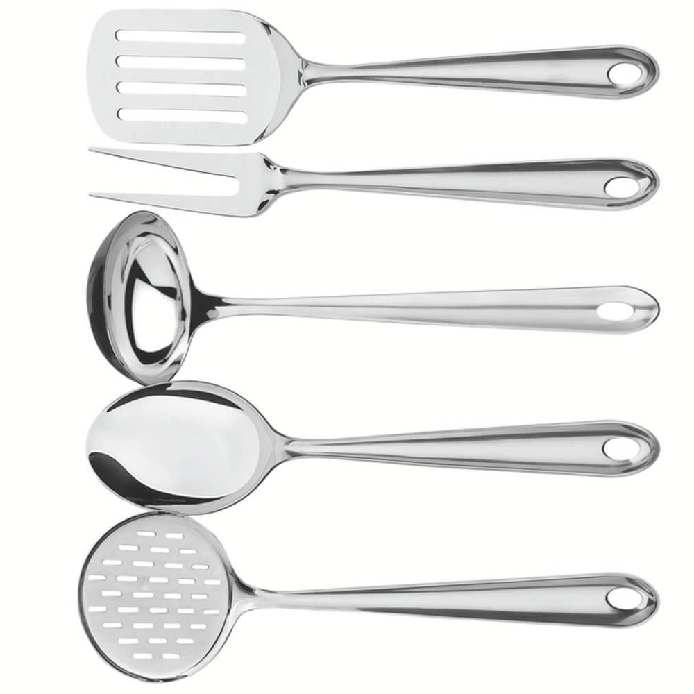 Jogo De Utensílios Tramontina Utility Em Inox Com Suporte 5 Peças Jogo De Utensílios Tramontina Utility Em Inox Com Suporte 5 Peças