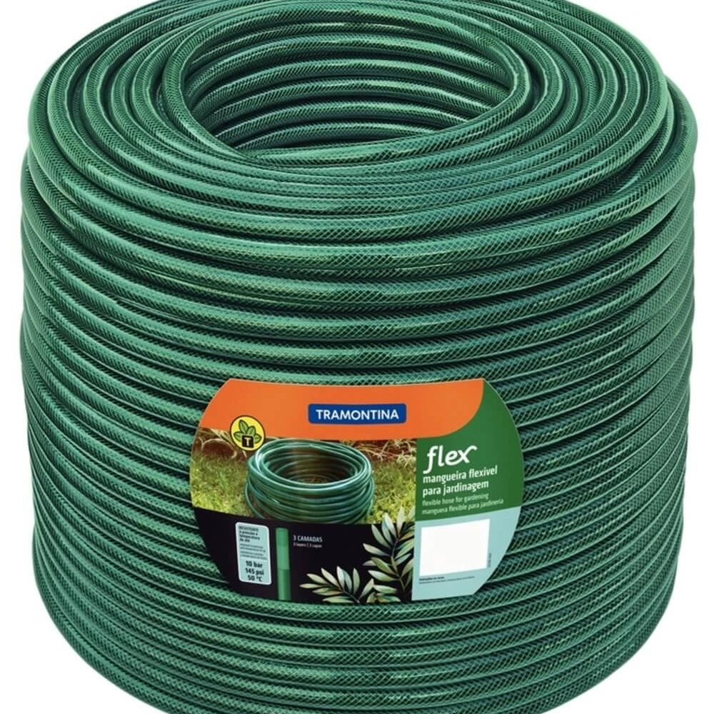 Mangueira Flex 3/4" Tramontina Em PVC Verde 3 Camadas 50m