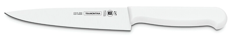 Faca Para Carne Tramontina Profissional Com Lâmina De Aço Inox E Cabo De Polipropileno Branco Com Proteção Antimicrobiana 8"