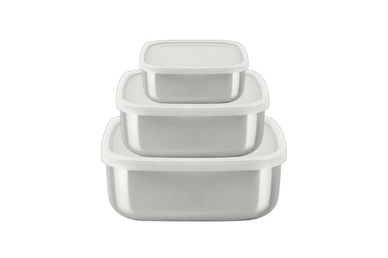 Jogo De Potes Tramontina Freezinox Quadrados Aço Inox 3 Peças Jogo De Potes Tramontina Freezinox Quadrados Aço Inox 3 Peças