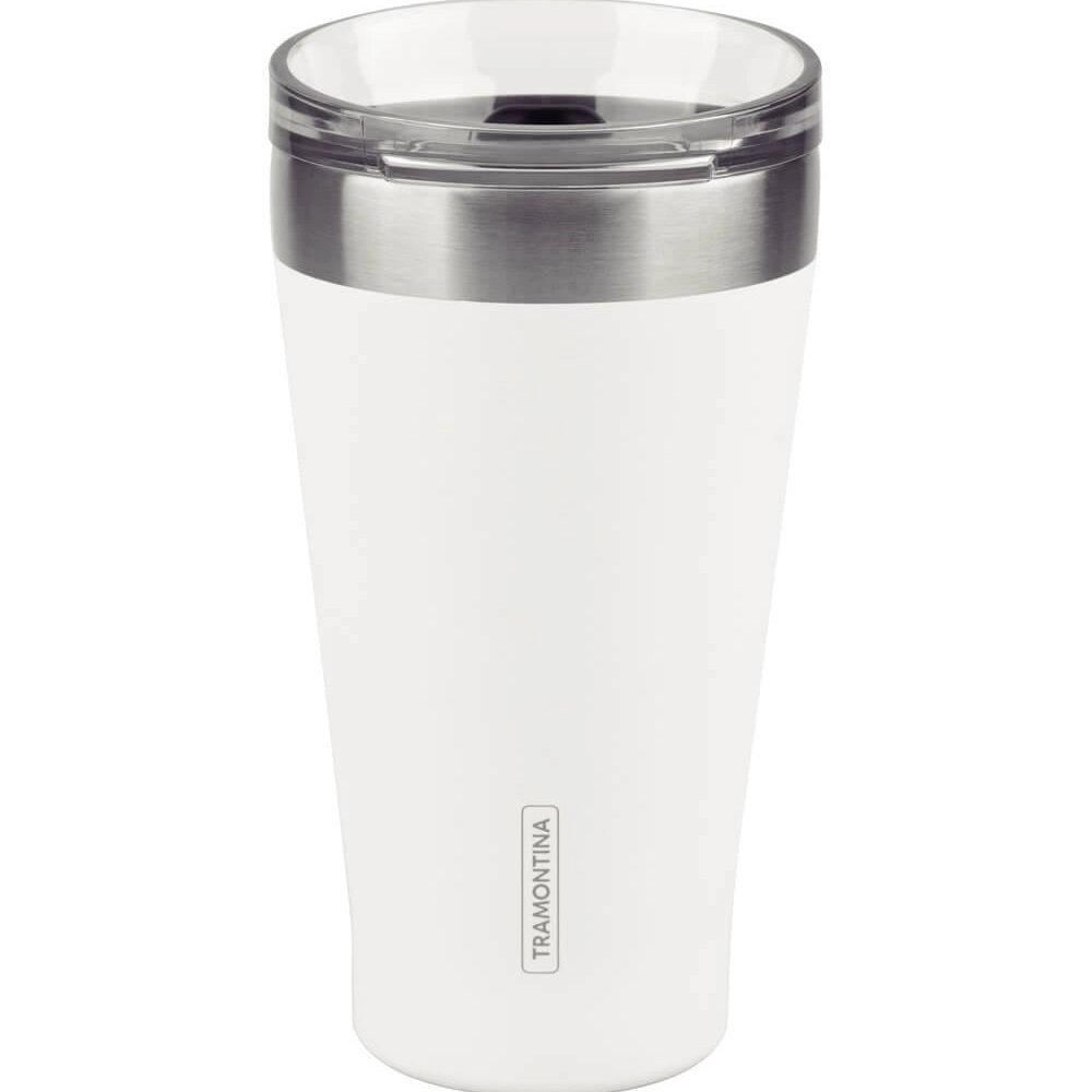 Copo Térmico Branco Em Aço Inox Tramontina Exata Com Tampa 550ml Copo Térmico Branco Em Aço Inox Tramontina Exata Com Tampa 550ml