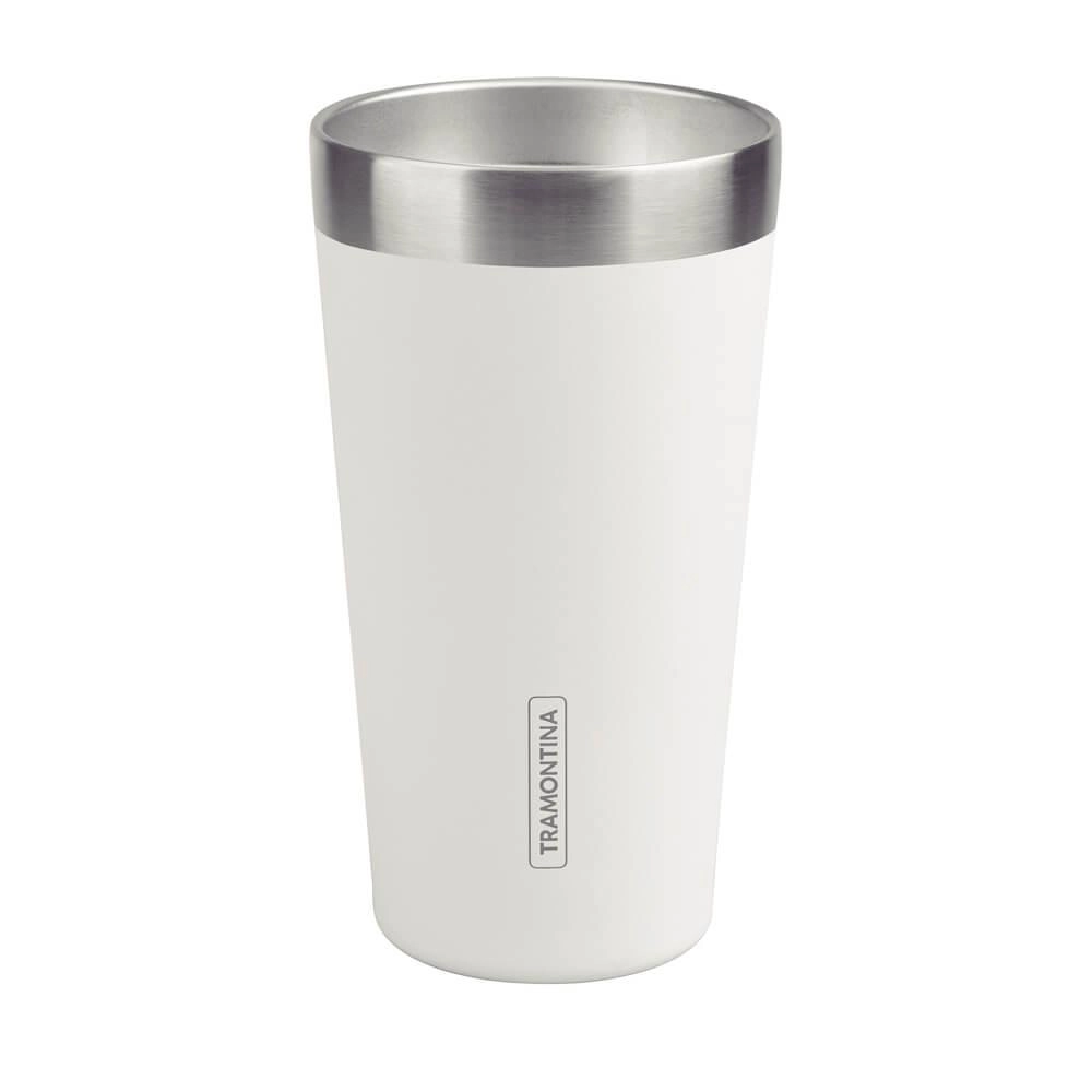 Copo Térmico Branco Em Aço Inox Tramontina Exata Sem Tampa 420ml Copo Térmico Branco Em Aço Inox Tramontina Exata Sem Tampa 420ml