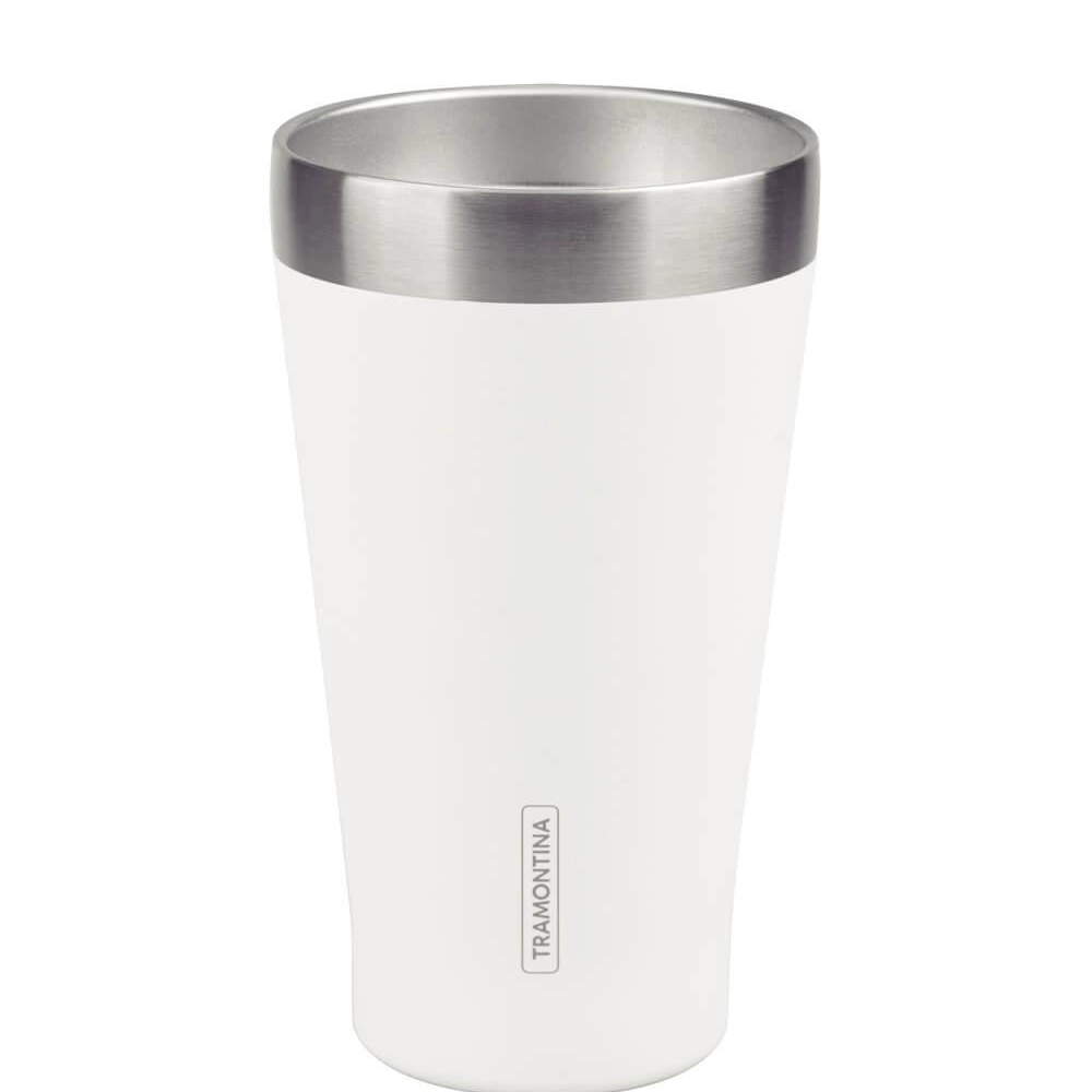 Copo Térmico Branco Em Aço Inox Tramontina Exata Sem Tampa 550ml Copo Térmico Branco Em Aço Inox Tramontina Exata Sem Tampa 550ml