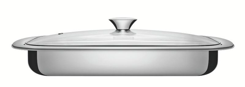 Assadeira Retangular Tramontina Cosmos 43cm Em Aço Inox Com Tampa De Vidro Assadeira Retangular Tramontina Cosmos 43cm Em Aço Inox Com Tampa De Vidro