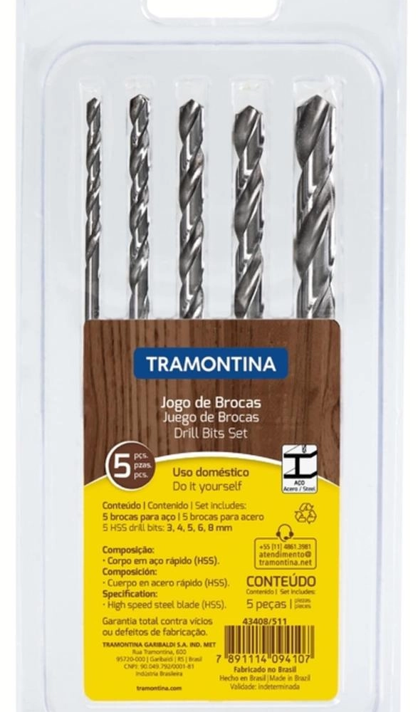 Jogo De Brocas Para Aço Tramontina 5 Peças