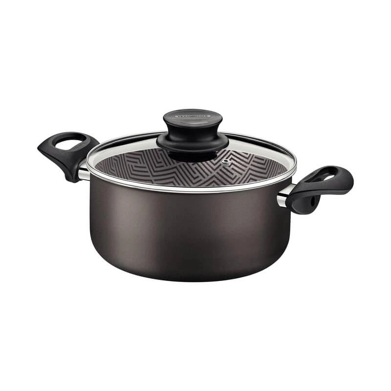 Caçarola Tramontina Paris Alumínio Em Antiaderente Chumbo Com Tampa De Vidro 22cm Caçarola Tramontina Paris Alumínio Em Antiaderente Chumbo Com Tampa De Vidro 22cm