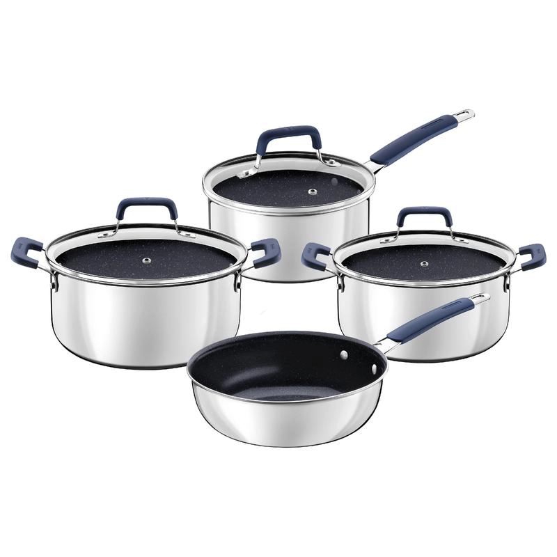 Jogo De Panelas Tramontina Romagna Aço Inox E Alumínio Interno Cerâmico Black Stone 4 Peças Jogo De Panelas Tramontina Romagna Aço Inox E Alumínio Interno Cerâmico Black Stone 4 Peças