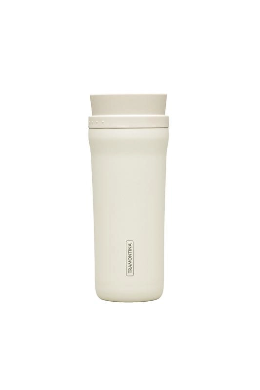 Copo Térmico Tramontina Aço Inox 460ml Bege Com Bocal 360° Copo Térmico Tramontina Aço Inox 460ml Bege Com Bocal 360°