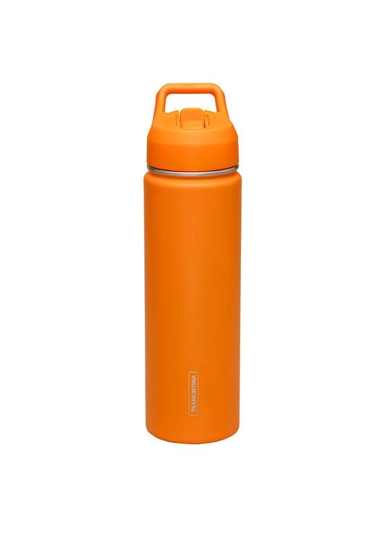 Garrafa Térmica Tramontina Aço Revestido Laranja Com Canudo 650ml Garrafa Térmica Tramontina Aço Revestido Laranja Com Canudo 650ml