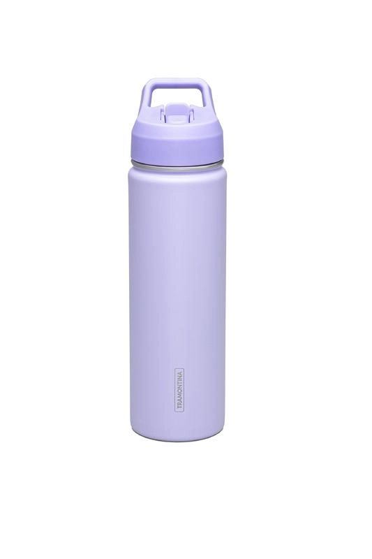 Garrafa Térmica Tramontina Aço Revestido Lilás Com Canudo 650ml Garrafa Térmica Tramontina Aço Revestido Lilás Com Canudo 650ml