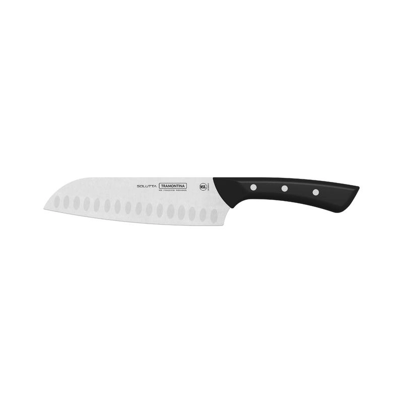 Faca Santoku Tramontina Solutta Em Aço Inox E Cabo Em Policarbonato 7" Preto Faca Santoku Tramontina Solutta Em Aço Inox E Cabo Em Policarbonato 7" Preto
