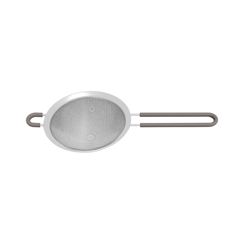 Peneira Tramontina Softta Cinza Aço Inox Com Cabo E Alça Em Silicone 12cm