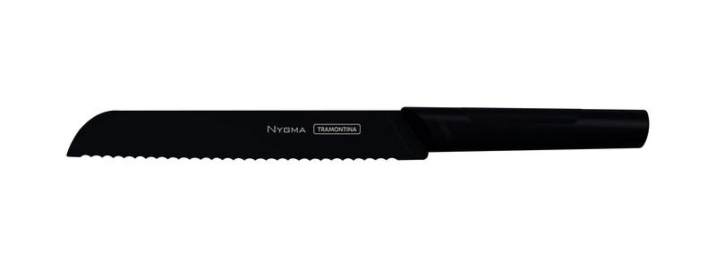 Faca Para Pão Tramontina Nygma Em Aço Inox E Cabo Texturizado Preto 8" Faca Para Pão Tramontina Nygma Em Aço Inox E Cabo Texturizado Preto 8"