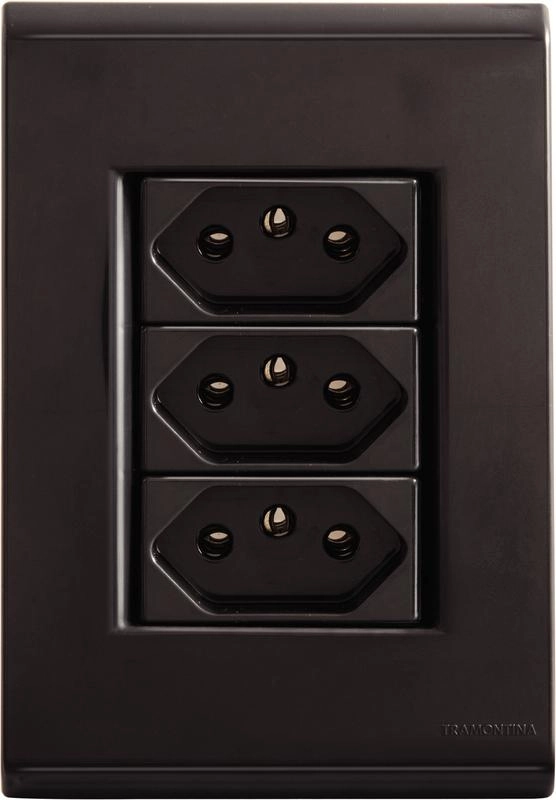 Conjunto Tramontina 4x2 Com 3 Tomadas 2P+T 10 A 250 V Liz Grafite