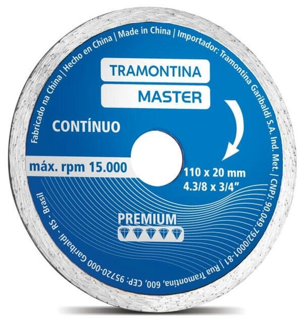 Disco Diamantado Contínuo Tramontina 4.3/8" Master Premium Disco Diamantado Contínuo Tramontina 4.3/8" Master Premium