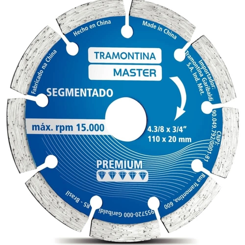 Disco Diamantado Segmentado Tramontina 4.3/8" Master Premium Disco Diamantado Segmentado Tramontina 4.3/8" Master Premium
